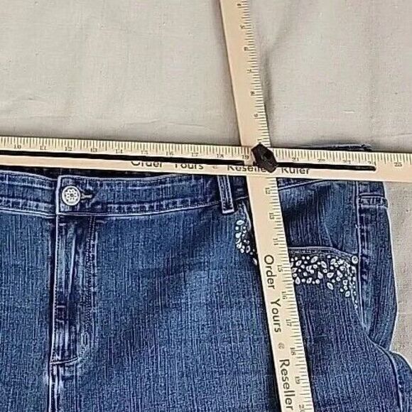 Soft Surroundinsg Jeans Womens 24 48x29 High Rise Boot Spangle Blue Stretch - Picture 8 of 16